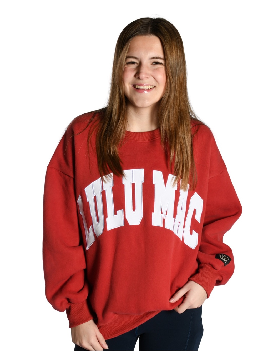 Lulu Mac Light Cardinal/White  Stitch Sweater